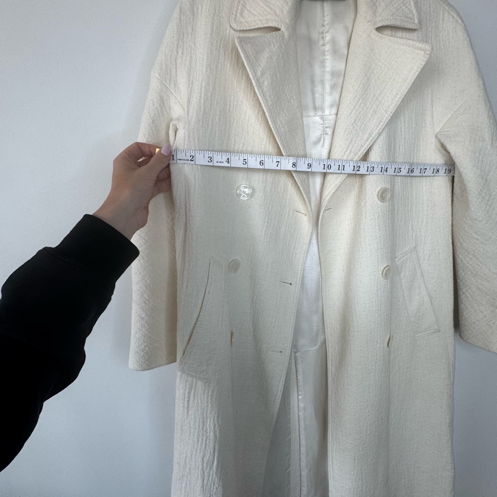 Zara Double-Breasted Cream Coat - Picture 6 of 16